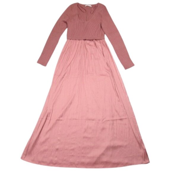 Anthropologie The Thea Twofer Sweater Maxi Dress Scoop-Neck Edition Pink L - Picture 5 of 16